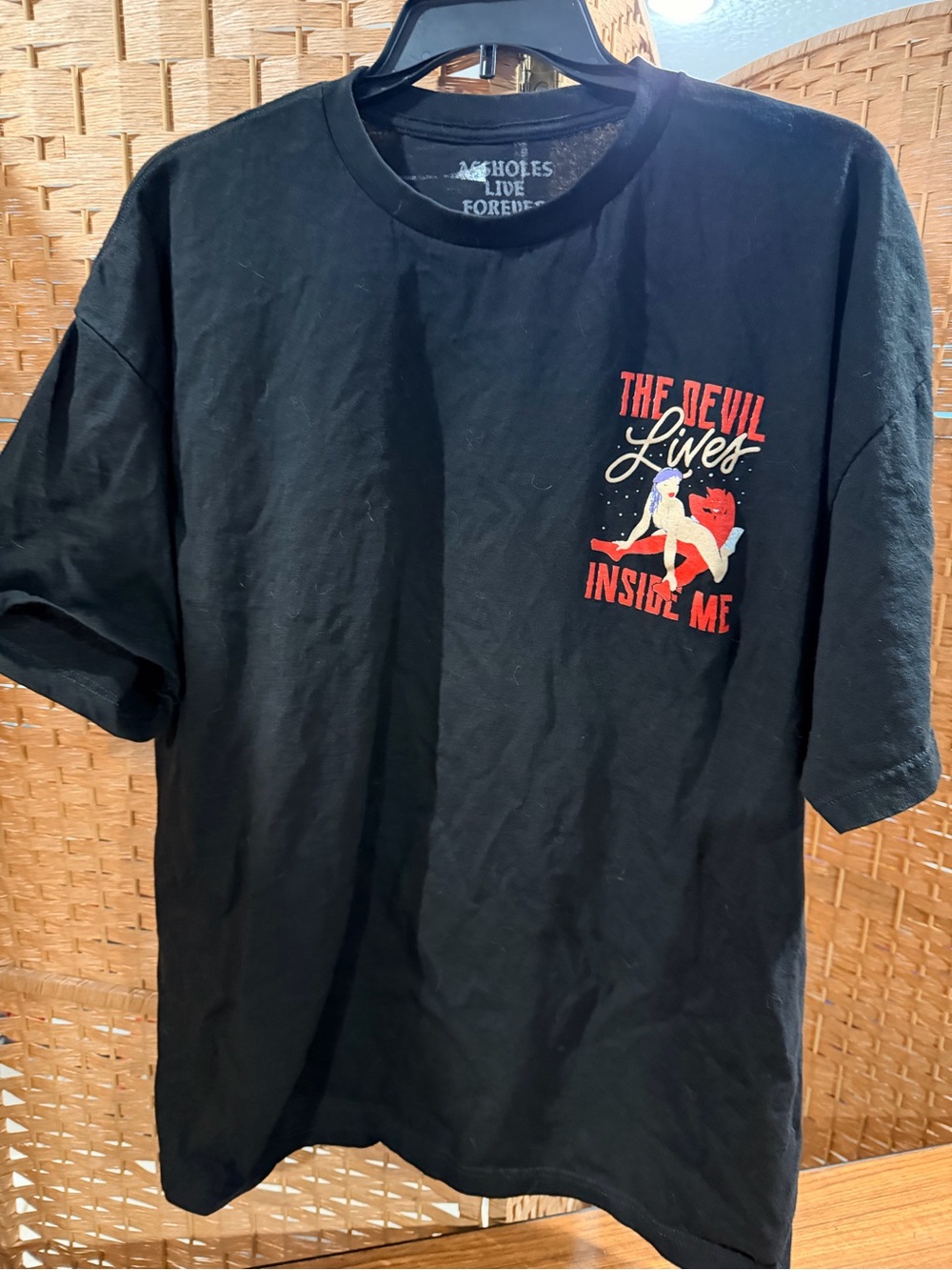 Black Short-Sleeve Graphic Tee - The Devil Lives Inside Me